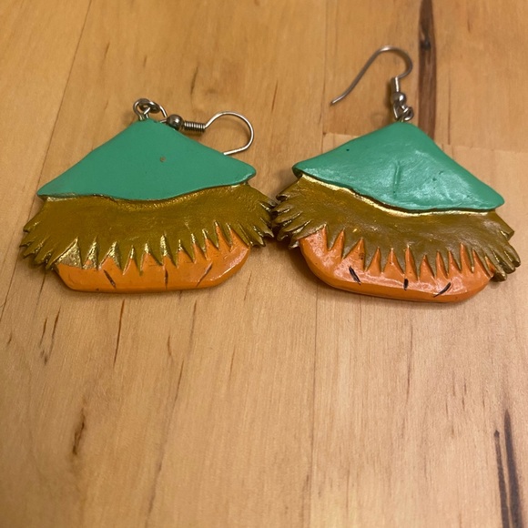 Vintage Handmade Pumpkin Clay Earrings One Of A Kind Fall Accessory - Picture 3 of 7